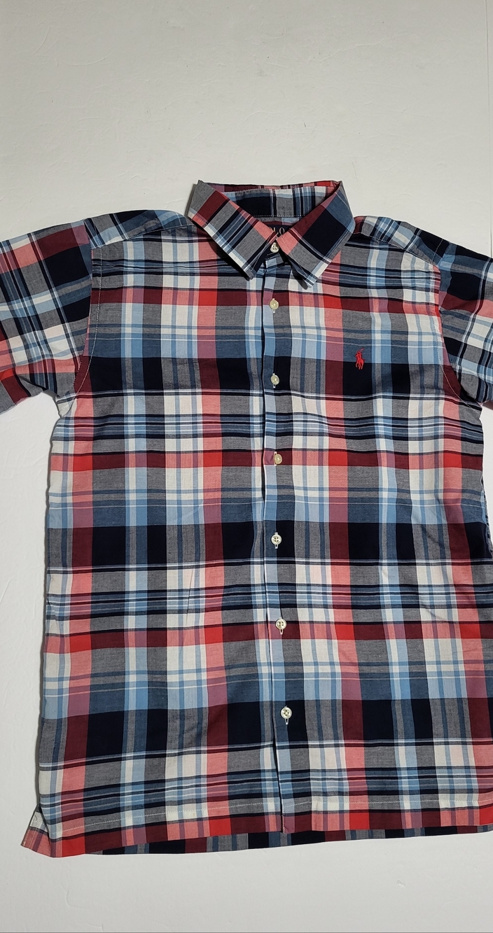 (#AA) Polo by Ralph Lauren Blue and Red Plaid Button-Up Shirt SIZE KID'S (14/16)